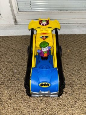 Little People Batman Themed Kids Car with Joker Figure - Yellow/Blue
